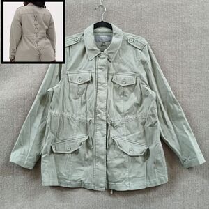 Torrid Jacket Twill Lace-Up Back Anorak Women's 0 (Large 14-16) Seagrass Stretch